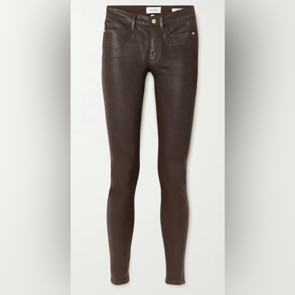 FRAME
Le Skinny De Jeanne coated mid-rise skinny jeans size 23